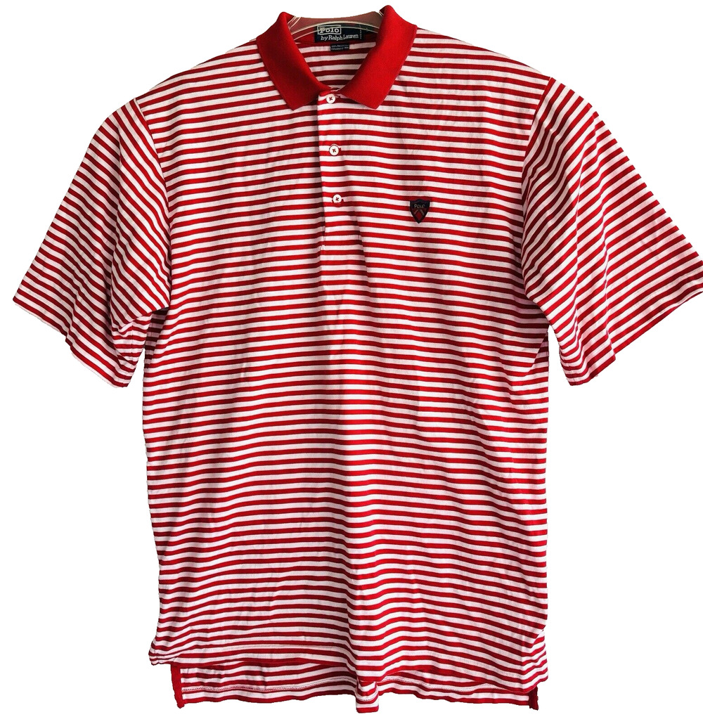 Polo Ralph Lauren Golf Red & White Striped fine cotton Polo size L
